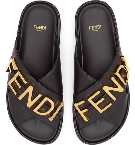 fendi knit upper bow slide sandals|fendi leather sandals.